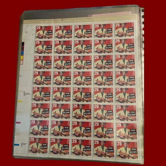 MNH 1993 Legends of Music Sheet of 40 Hank Williams 29c Postage Stamps Extremely - Picture 2 of 2